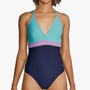 Speedo Womens Swimsuit One Piece Adjustable Crossback High Leg Cut, Size 4, NWOT